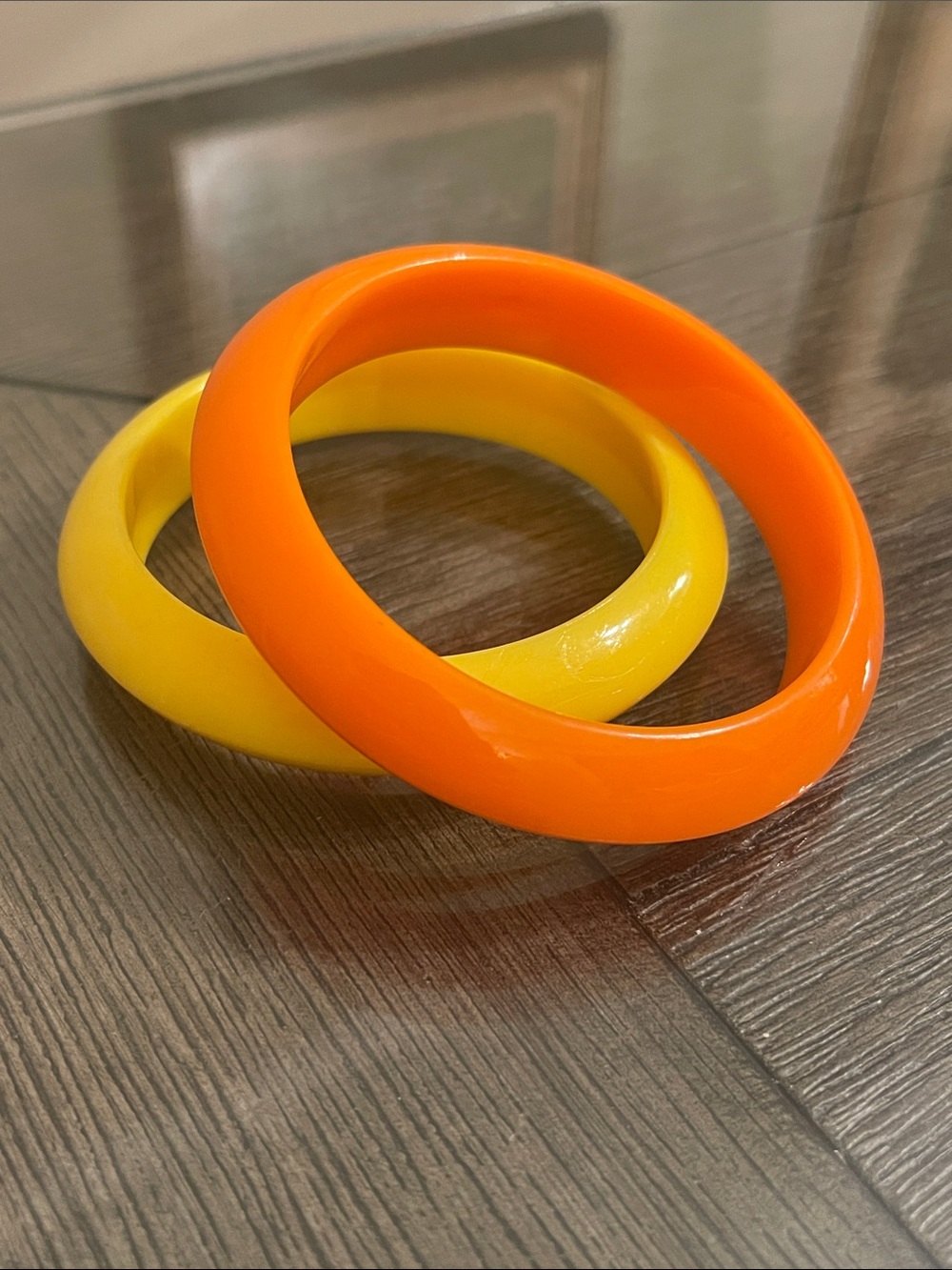 Vintage Acrylic Bangle Bracelets - Orange & Yellow